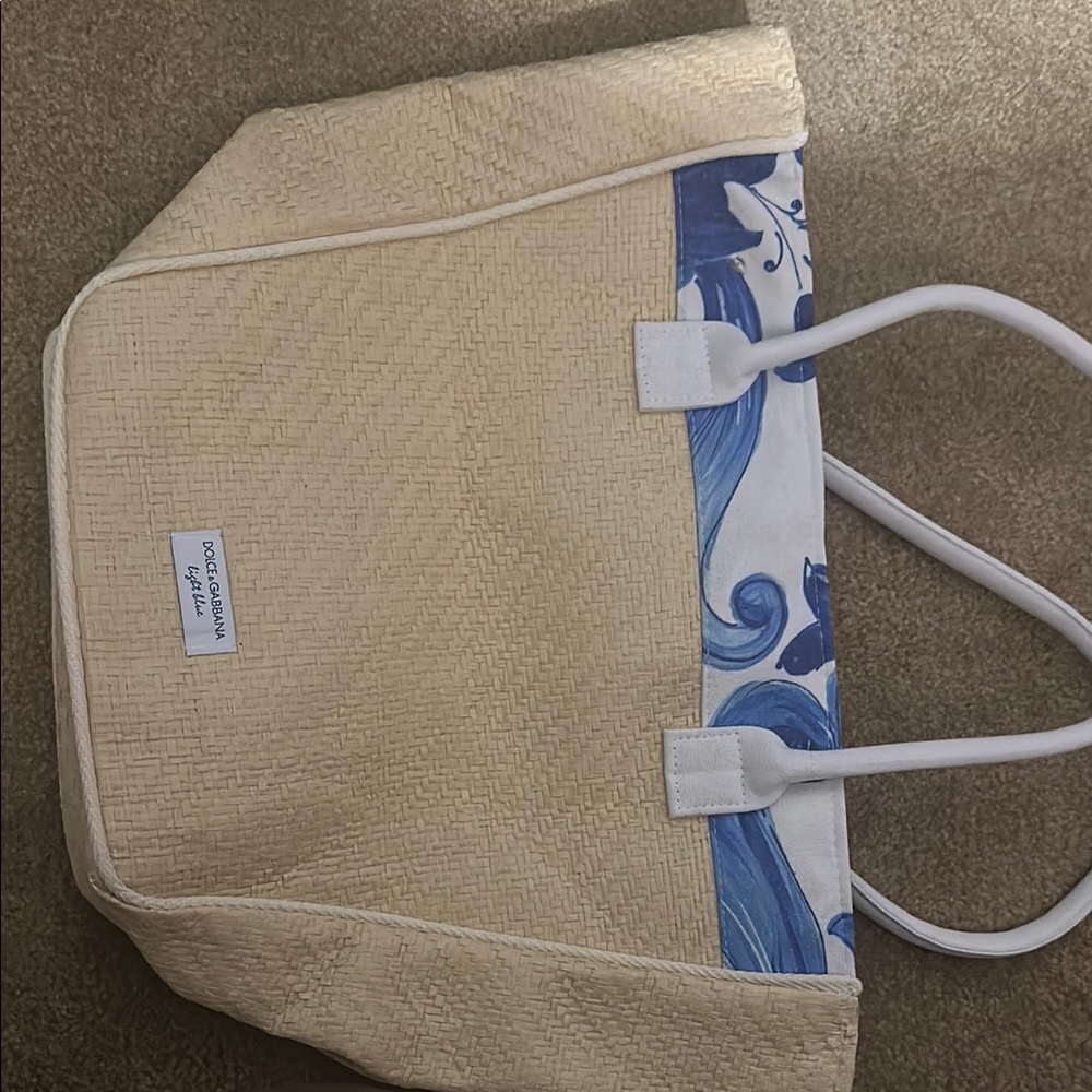 Dolce & Gabbana Tan and Blue Structured Tote